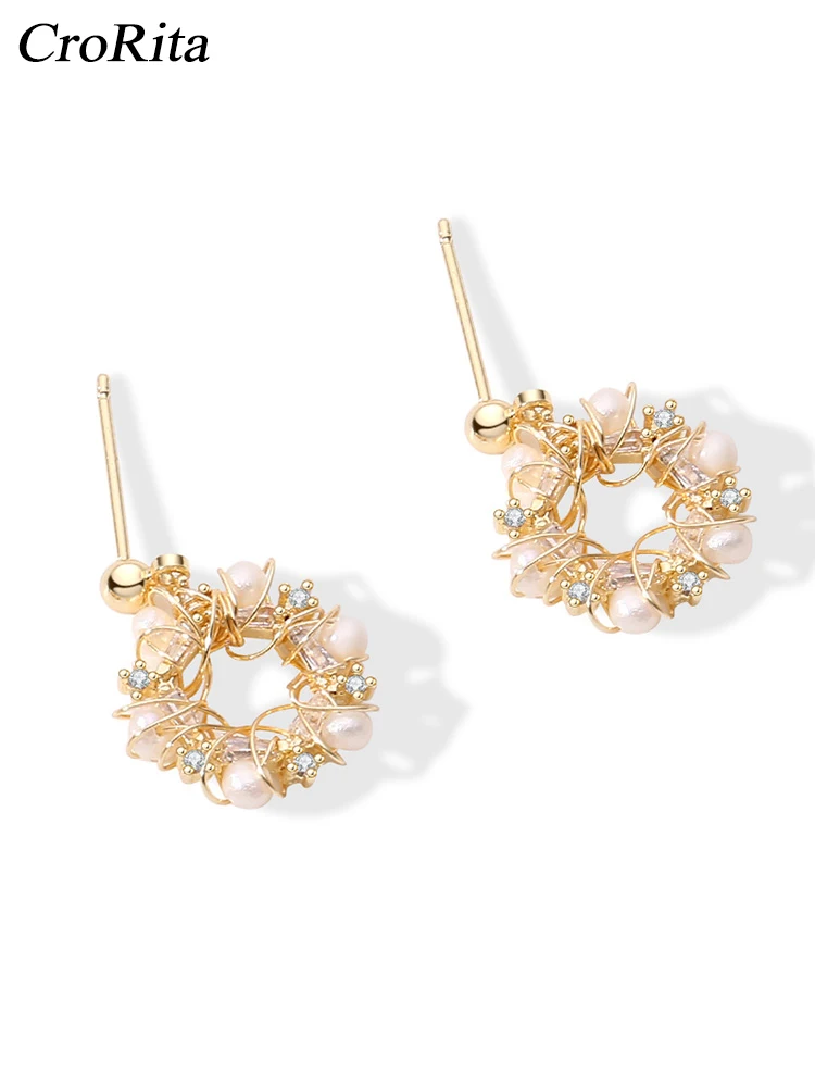 Серьги с жемчужинами CroRita Circle простые милые серьги ушками для девочек не вызывают