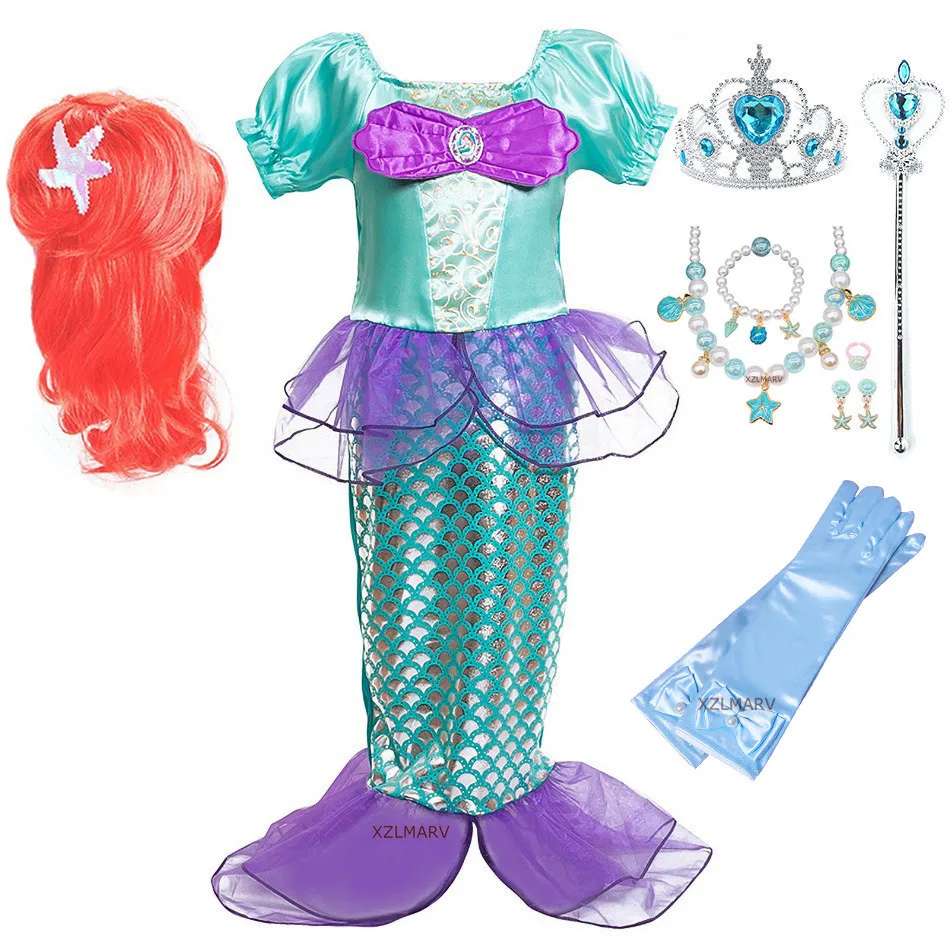 Детский костюм Русалочки Ариэль платье для косплевечерние маленькой одежда