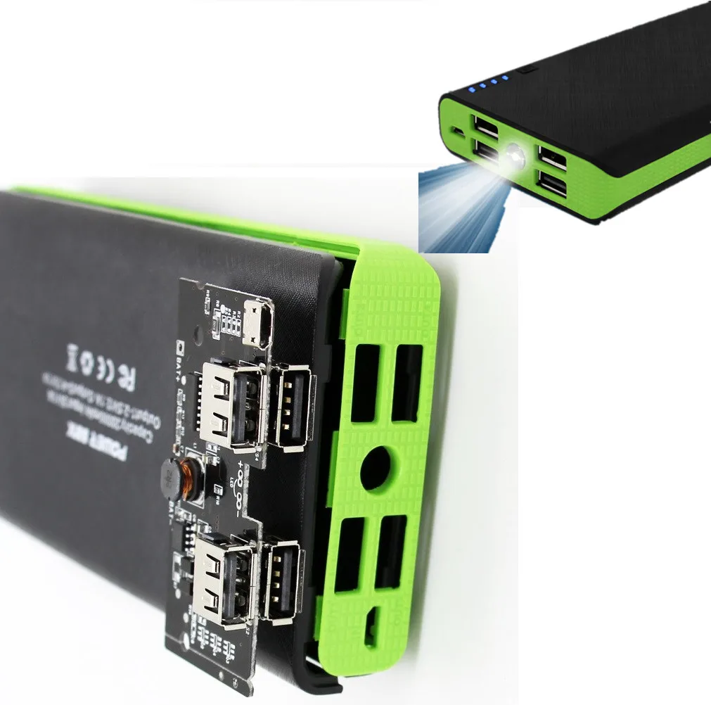 Новинка 4 USB-порта 2 А чехол для внешнего аккумулятора набор быстрой зарядки 6*18650