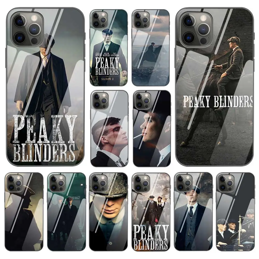 

For iPhone 11 13 12 Pro Max Mini XR XS X 8 7 6 6S Plus SE Phone Case Peaky Blinders Tempered Glass Soft Frame Back Cover Coque