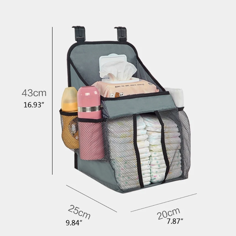 

Crib Organizer Baby Crib Hanging Storage Bag Baby Clothing Caddy Organizer for Essentials Bedding Diaper Nappy Bag