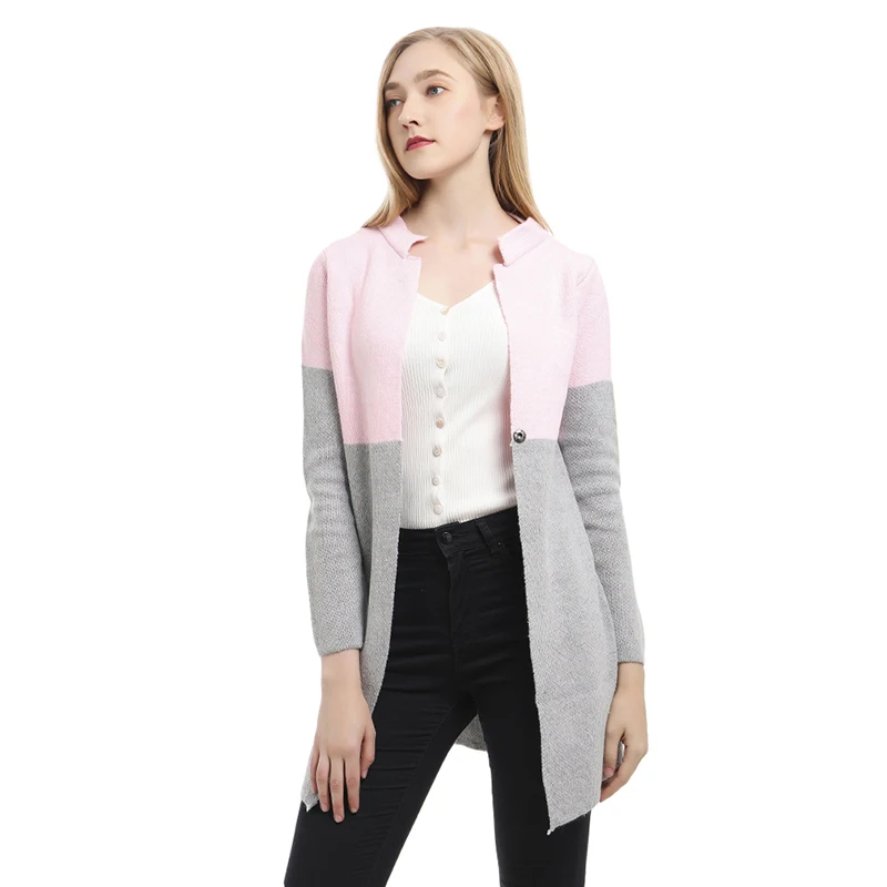 Осень-зима тонкий вязаный свитер с длинным рукавом Модный повседневный длинный