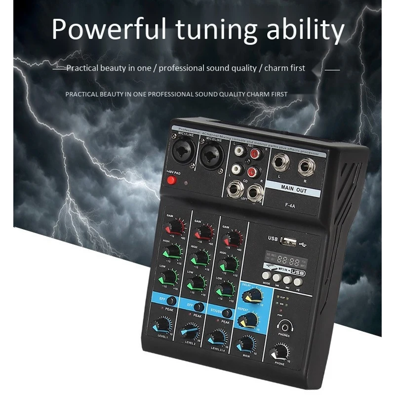 F4 портативный звуковой микшер с картой 4-канальная микшерная консоль Bluetooth USB для