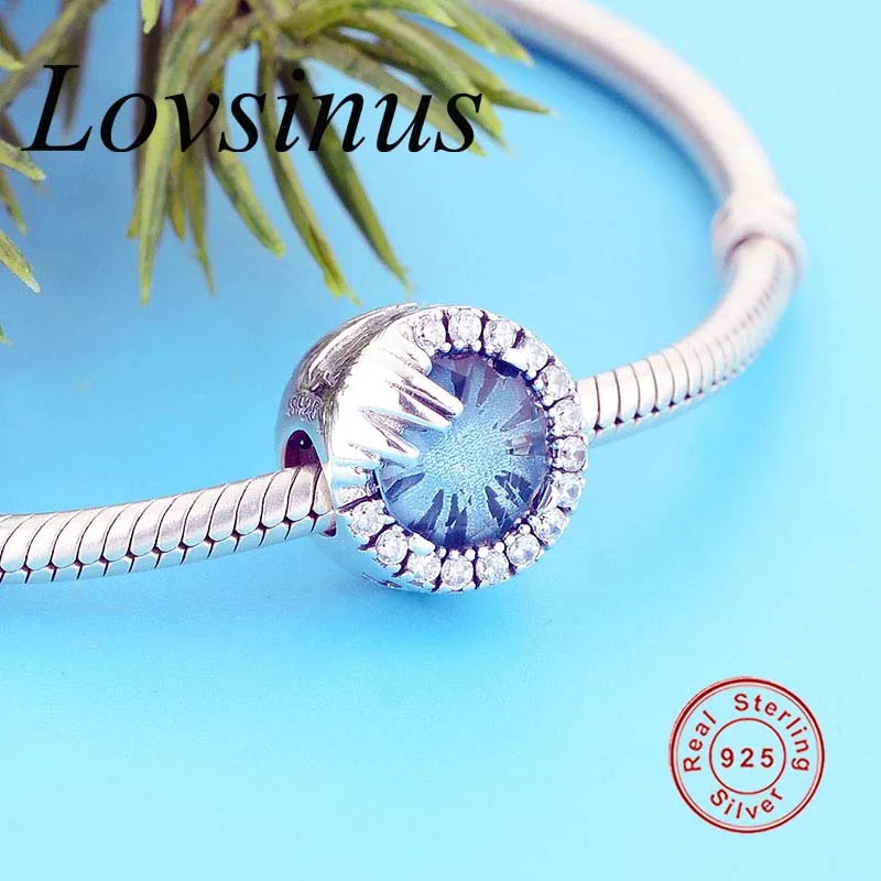2020 Spring Collection 925 Sterling Silver Dazzling Blue CZ Charms Beads Fits Original European Charm Bracelet Jewelry Gift | Украшения и