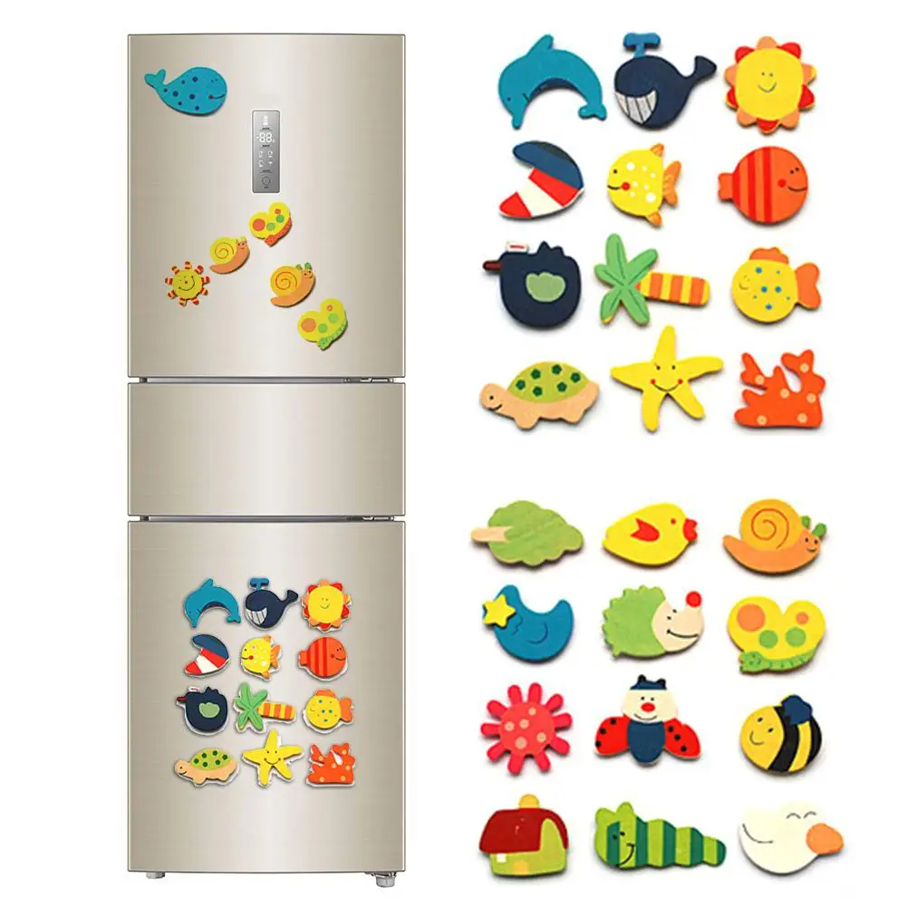 

12Pcs/Set Kids Baby Wooden Fridge Sticker Animals Magnetic Fridge Stickers Refrigerator Home Decoration Educational Toy