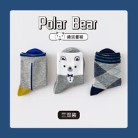 3pairs caramella kids socks polar bear pattern baby boy girl warm cotton breathable socks for autumn and winter