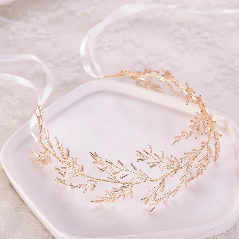 

Bead Headband Gold Hair Vine Hairband Bride Tiara Wedding Hair Jewelry Headbands For Bride Accessroies Ornaments
