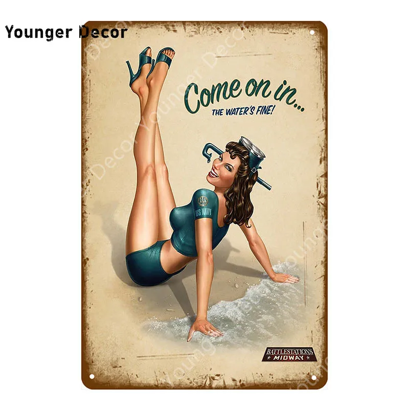 В европейском стиле с изображением девушке в пин ап плакат из металла наклейки
