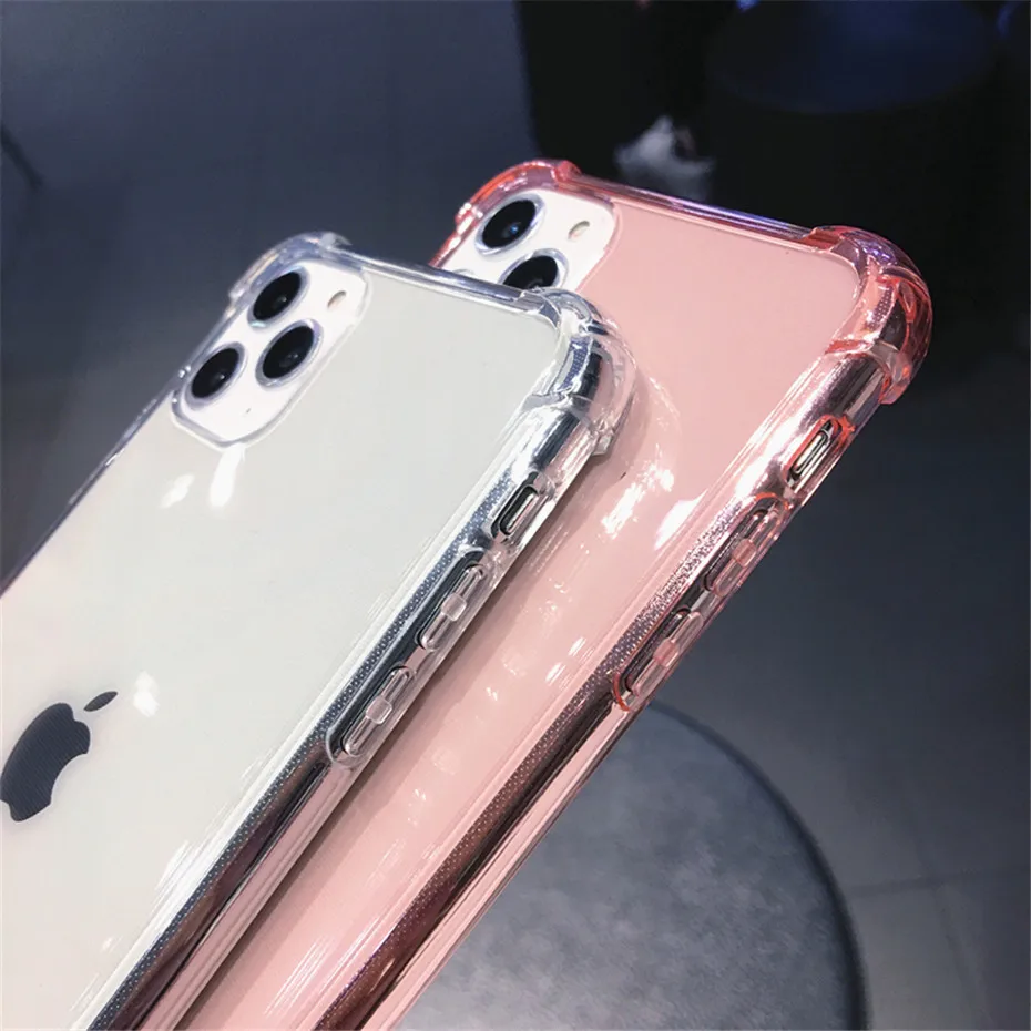 

Qianliyao Shockproof Bumper Transparent Silicone Phone Case For iPhone 12 11 Pro X XR XS Max 8 7 6S Plus Clear protection Cover