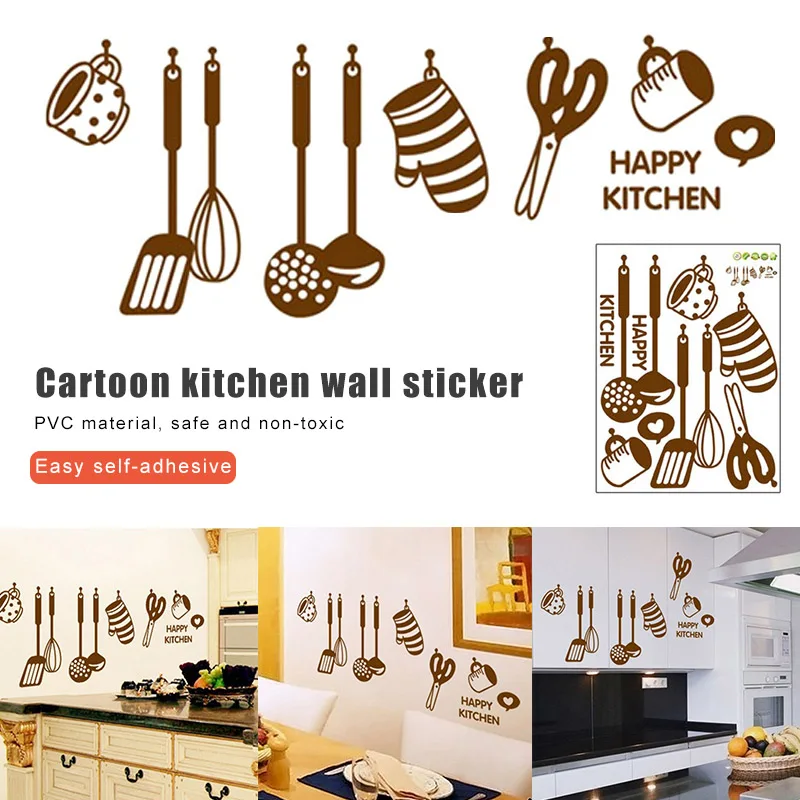 DIY Съемная Наклейка на стену Happy kitchen виниловые наклейки для домашнего декора