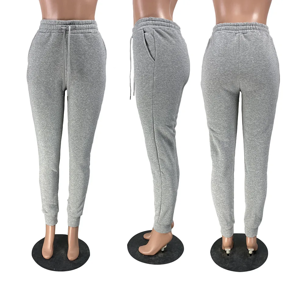 

Hot Selling Women Casual Pants Solid High Waist Drawstring Loose Sports Pants For Fitness Sports Party Wear Autumn Newest