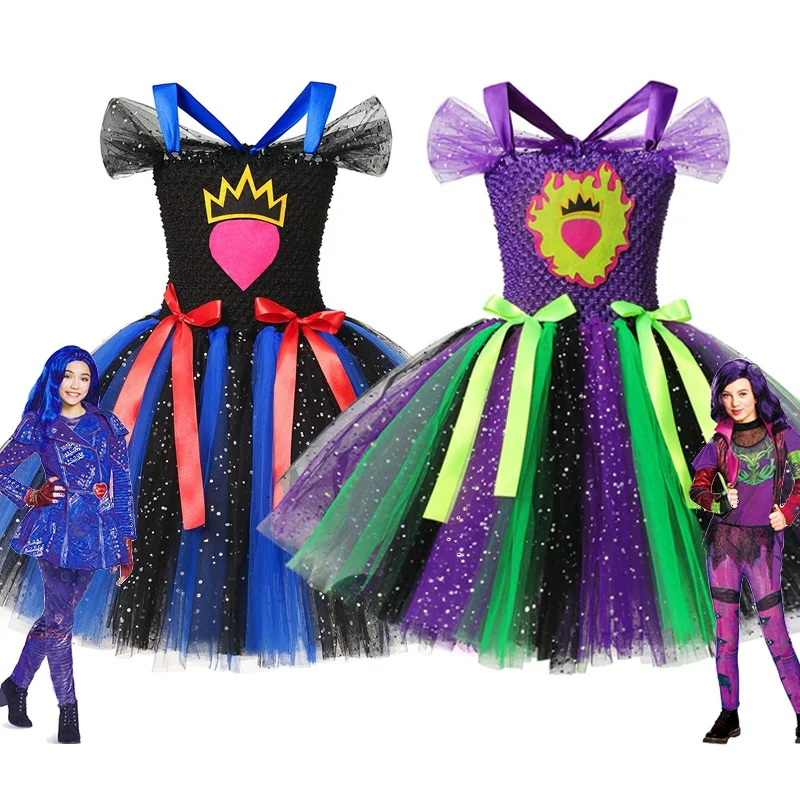 VOGUEON Descendants 3 Girls Tutu Dress Up Children Dresses Uma Audrey Mal Evie Princess Costume Halloween Party Fancy Clothes | Детская