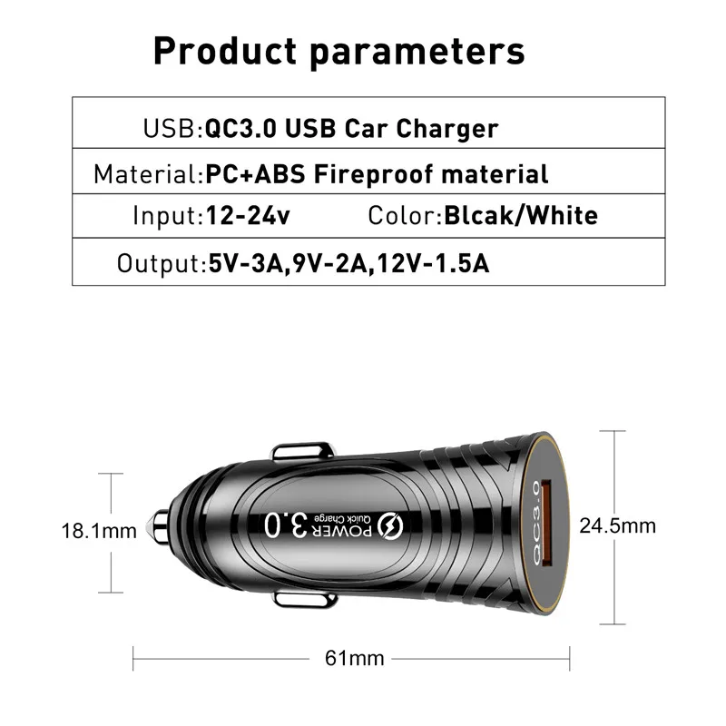 Новый QC 3 0 Универсальный USB Автомобильное быстрое зарядное устройство мини с