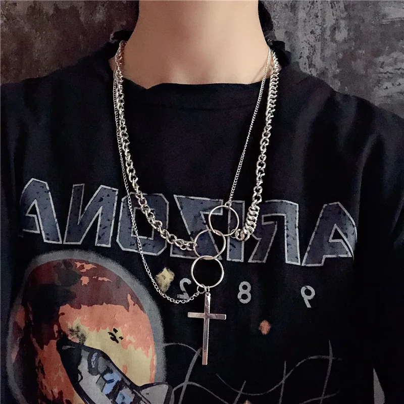 Женское длинное ожерелье с кулоном в стиле хип хоп многослойные цепочки чокер