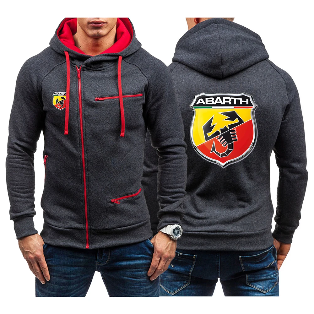 

Кардиган ABARTH С логотипом на весну и осень, модная толстовка на молнии, повседневная мужская одежда, толстовки с длинным рукавом в стиле Хай-с...