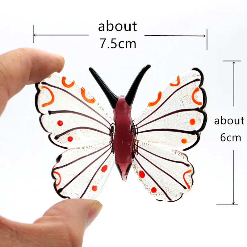 

Miniature Handmade Glass Butterfly Craft Figurine Vivid Cute Insect Animal Xmas Gifts For Kids Home Decor Garden Fairy Ornaments