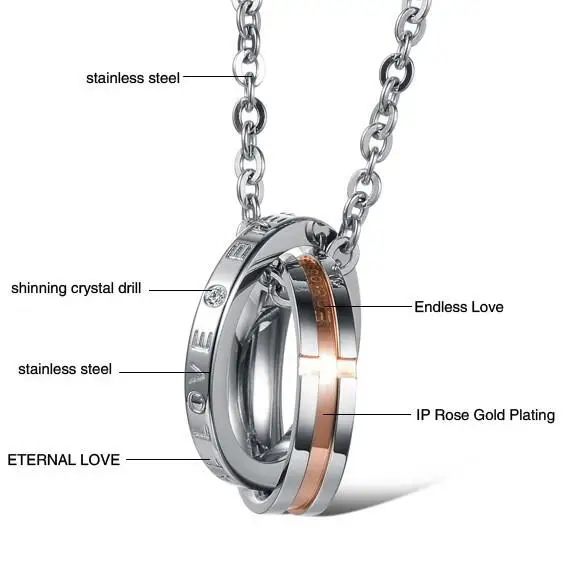 Ожерелье с двойным кольцом крестом Иисуса для влюбленных ювелирное изделие из