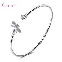 amazing top quality shiny crystal bracelets bangles for women girls best quality 925 sterling silver animal dragonfly bangle