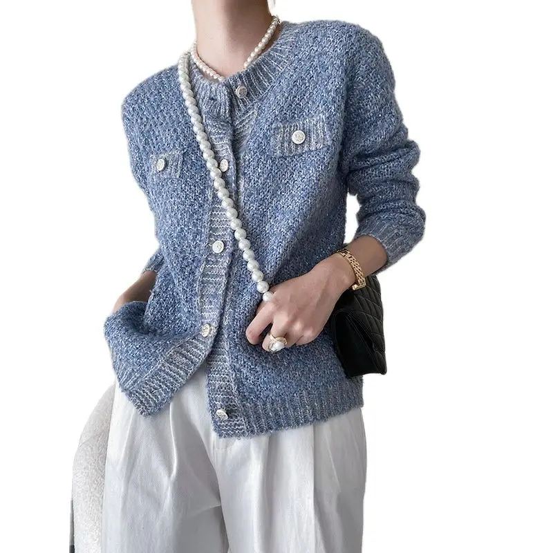 

Женский трикотажный кардиган из мохера, тонкий свитер для улицы, осень 2021