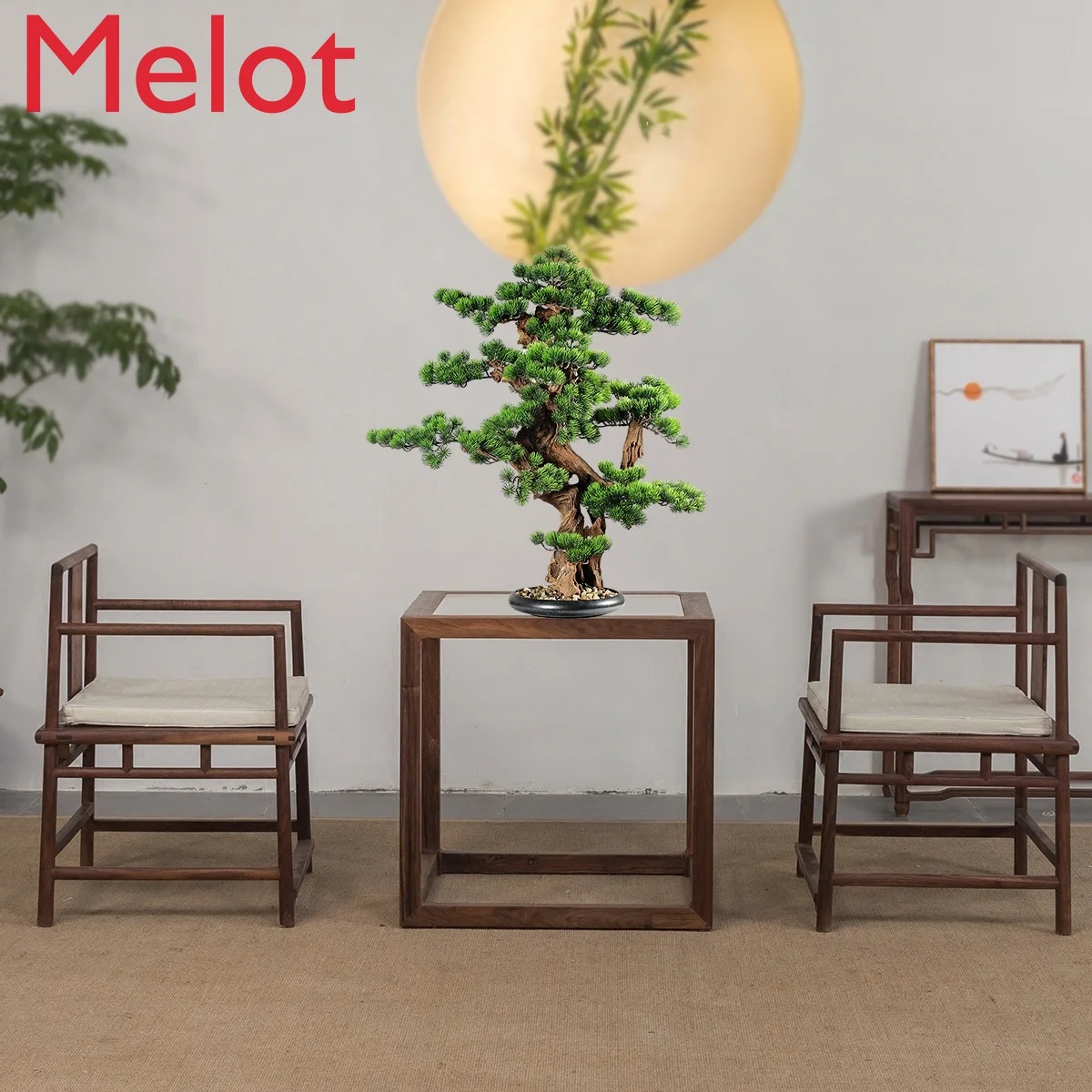 

Light Luxury New Chinese Style Artificial Greeting Pine Entrance Decoration Indoor Hotel Tea House Club Soft Outfit Decoration