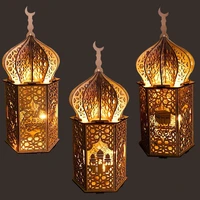 eid mubarak wooden pendant with led candle light ramadan decor for home islamic muslim party decor festival castle palace