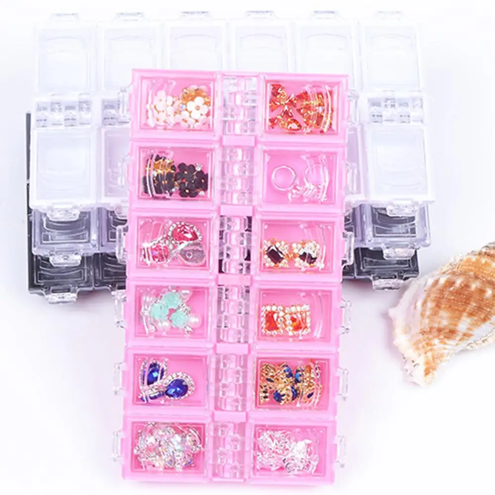 Регулируемый прозрачный пластиковый контейнер для хранения 12 Ячеек|Комплекты и