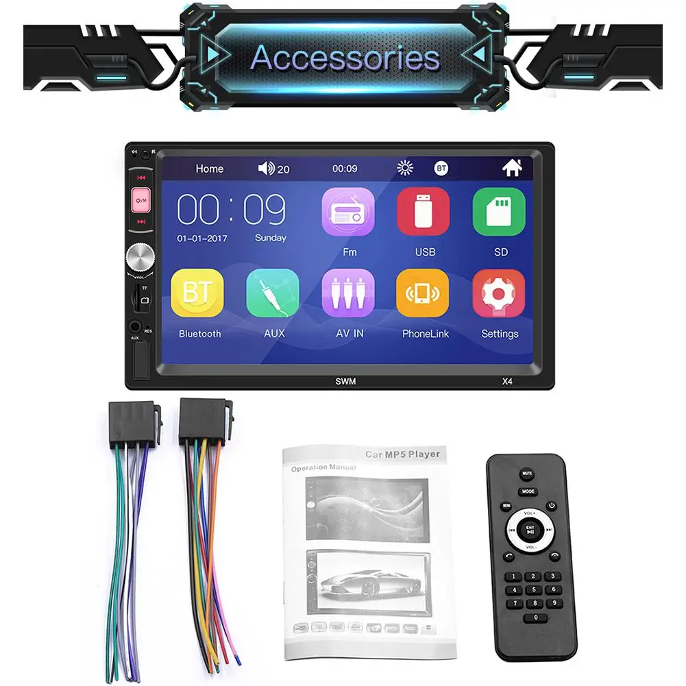Adeeing 2Din автомобильный стерео MP5 плеер 7 дюймов FM радио Bluetooth 4 0 USB AUX заднего вида