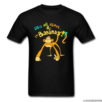 hip hop monkey t shirt men funny tshirt summer t shirts lifes all about bananas tops print black tees clothes
