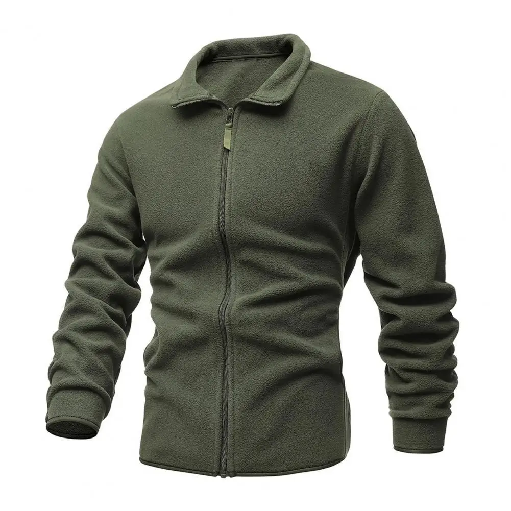 

Men Jacket Fashion Solid Color Double-Faced Fleece Autumn Winter Zipper Lapel Long Sleeve Oversize Coat Outerwear Streetwear