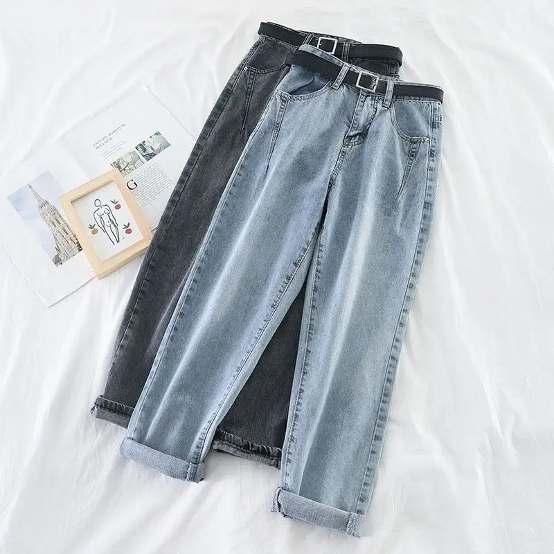 

2021 new Denim Trousers Korean Denim Pants Stretch Elastic Autumn High Waist Women Jeans Plus Size Spring Vintage Streetwear
