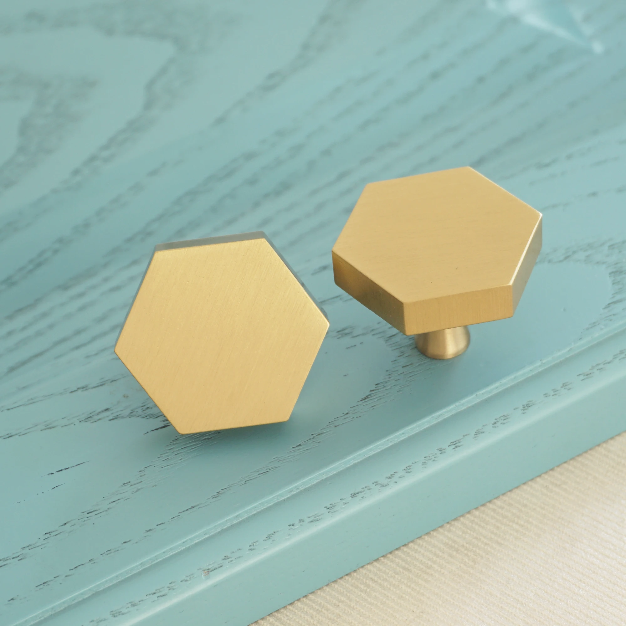 Ручка для двери шкафа из чистой меди латунная Шестигранная ручка ящика мебель в