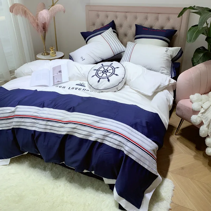 Роскошный постельный комплект из 4/7 предметов египетского хлопка двуспальный с