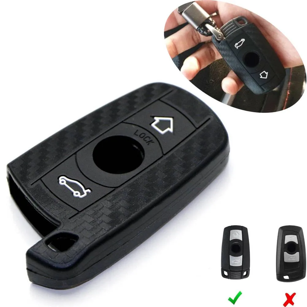 

Soft Key Protective Cover For BMW 2006-2010 1 Series Key Fob Cover Parts Pro Silicone Useful Carbon Fiber Pattern