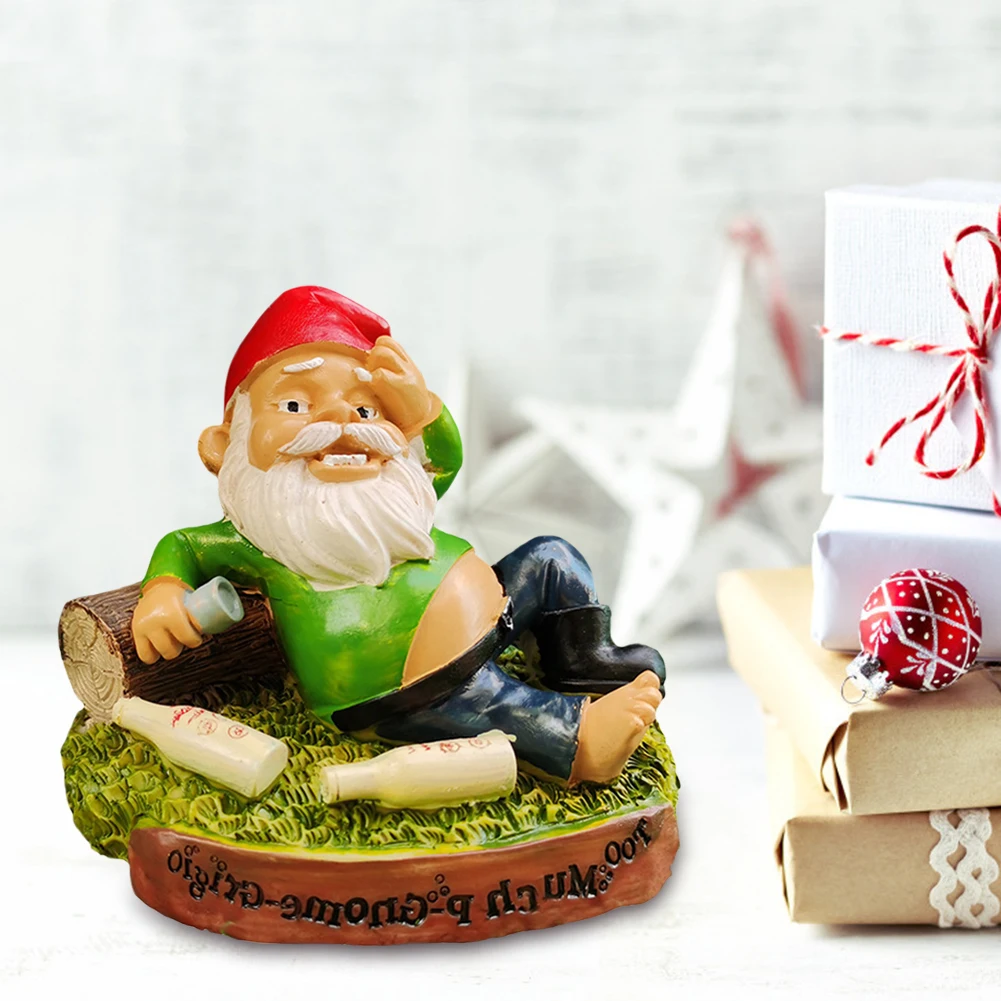 

Resin Drunk Dwarf Christmas Holiday Statue Ornaments Funny Cartoon Drunks Character Gnome Festival Gift Table Adornment
