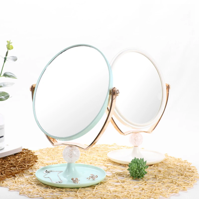 Простое настольное зеркало для макияжа двухстороннее многофункциональное