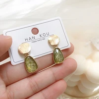 s925 silver needle korean frosted sequin resin drop small earrings