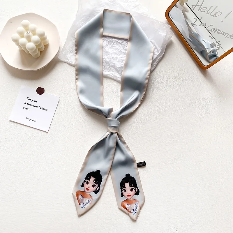 

New Ornament Small Silk Scarf Female Hair Band Korean Style Thin Narrow Ribbon Arm Bag Belt Decorative Scarf