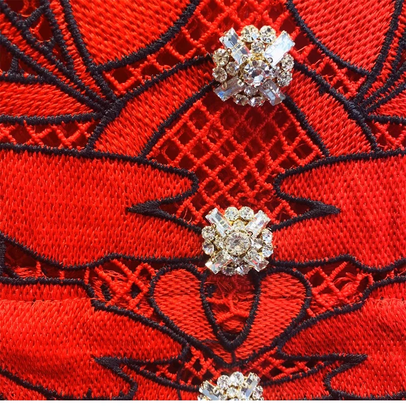 

women embroidery red elegant dress 2021 women white hollow out party dress with beading new design dresses