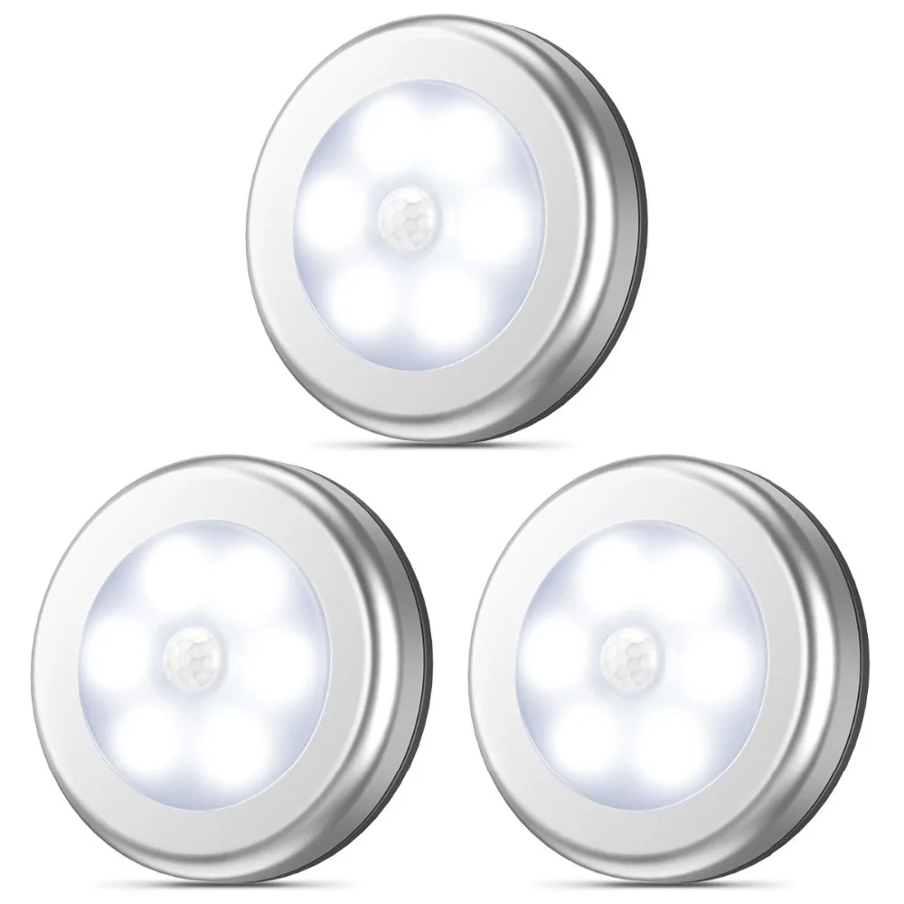 6Led инфракрасный PIR датчик движения Ночной светильник беспроводной детектор датчик ночной Светильник AAA батарея Автоматическое включение/выключение шкаф туалет светильник 1 шт