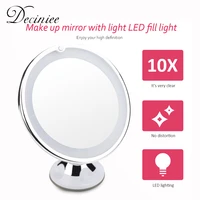 10x lights led makeup vanity mirror with magnifying cosmetic mirror light professional cosmetic mirrors folding with suction cup