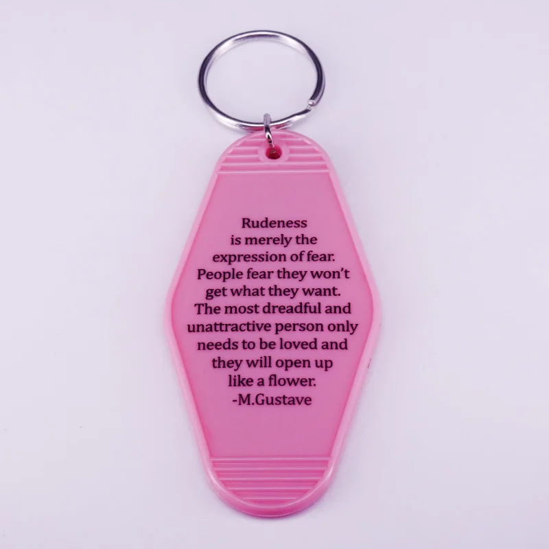 GBH Wes Anderson film Hotel Motel Keychain 142 Республика Zubrowka Key Tag M. Gustave Rudeness-это просто выражение