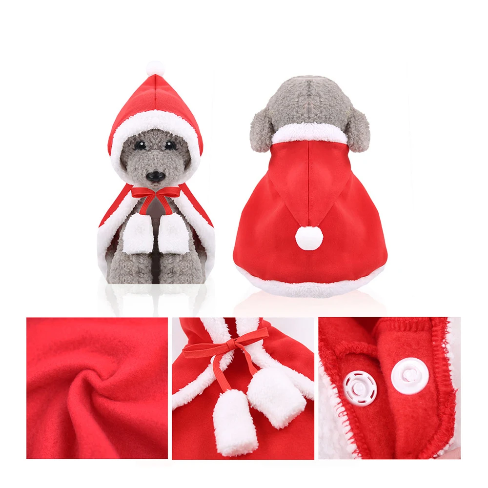 

Santa Hat Cloak Pet Cosplay Costume Christmas Funny Party Dog Mantle Dress Up Cat Dog Dress Xmas Kitten Red Cap Clothing Clothes