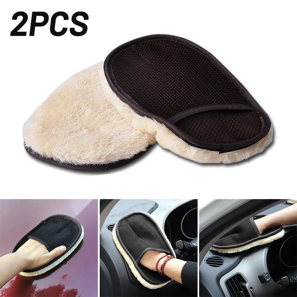 

2pcs Car Cleaning Glove Artificial Cashmere Car Washing Gloves Dustproof