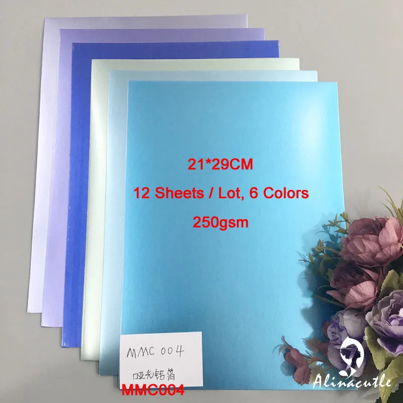 Tarjeta de papel satinada azul A4 de 250gsm para álbum de recortes, paquete de papel para manualidades, 6 colores, 2 hojas, Alinacraft