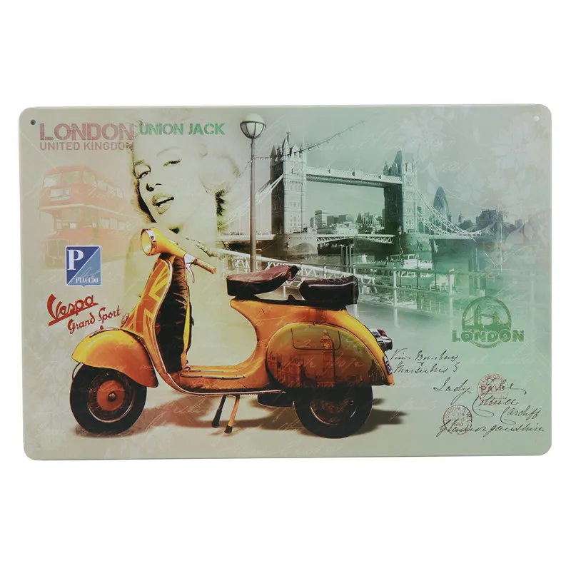 30X20 см винтажная Ретро металлическая жестяная вывеска Vespa мотор жестяная автобусная табличка для бара украшение для бара домашний декор для гаража H31