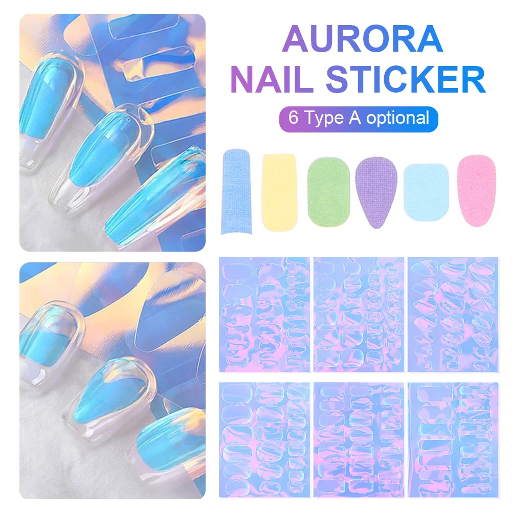 

Aurora Nails Foil Film Sticker Laser Sparkling Cellophane Paper Nail Glass Foils Design Ice Cube Manicure Nail Art Decorations