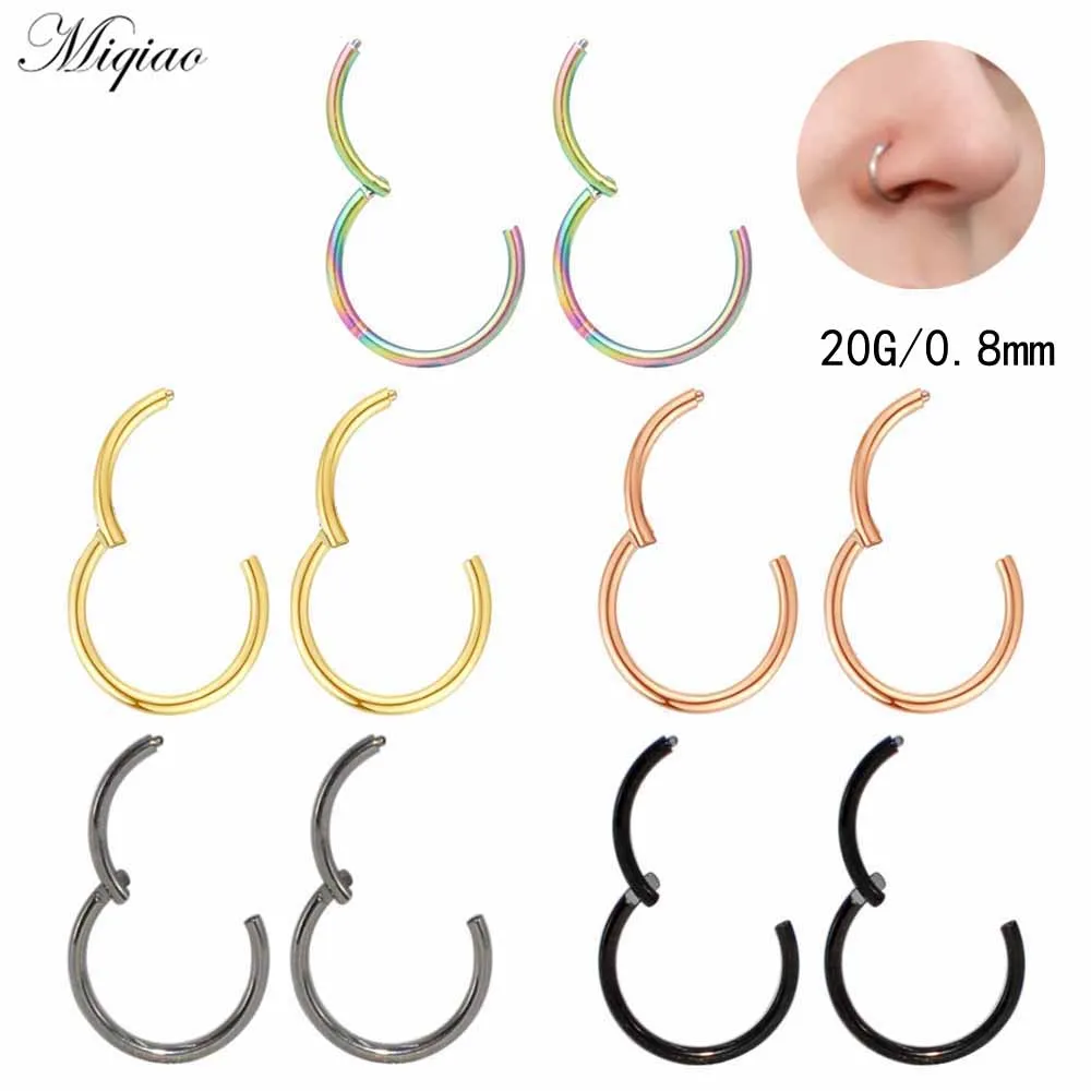 

Miqiao 2pcs Trend Personality Stainless Steel 316L Multifunctional Nose Ring and Lip Ring 6mm-10mm Piercing Jewelry