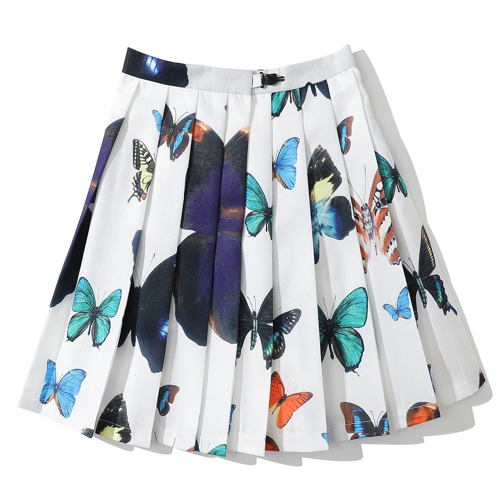 

Dark Icon Pleated Mini Skirts Men Women Summer Butterfly Streetwear Skirts for Students Girl
