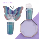 41 шт.компл. бабочки одноразовая посуда День Рождения украшения душа ребенка пластины салфетки под чашки ложки скатерть вечерние поставки