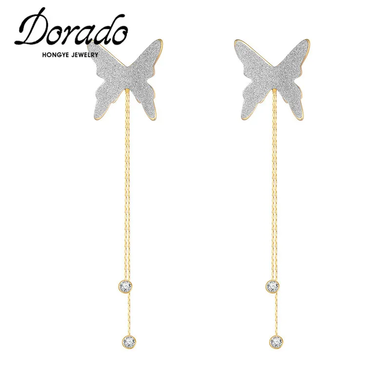 

Dorado Silver Color Butterfly Long Tassel Pendientes Drop Earrings for Women Party Zircon Jewelry Brincos Dangle Accessories